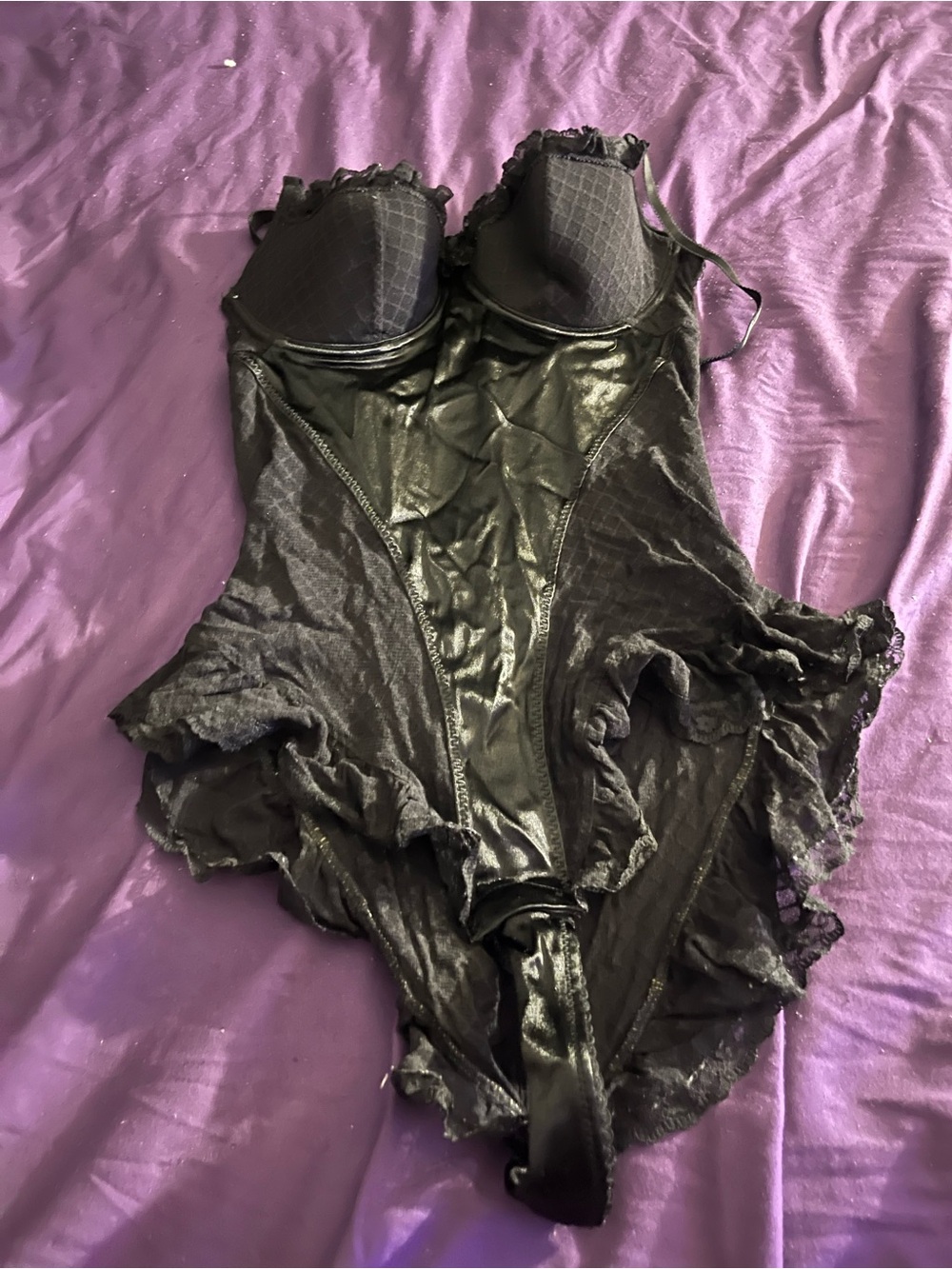 Rock & Candy Black Lace & Satin Bodysuit Shapewear
